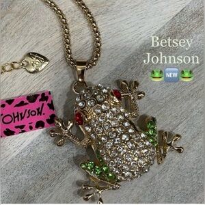 Betsey Johnson Gold Frog Crystal Necklace